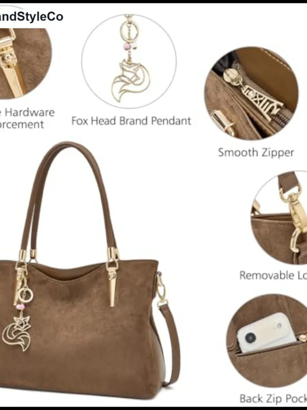 Genuine Leather Medium Tote Purse with Small Wallet for Women